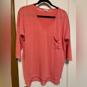 Caslon coral knit top